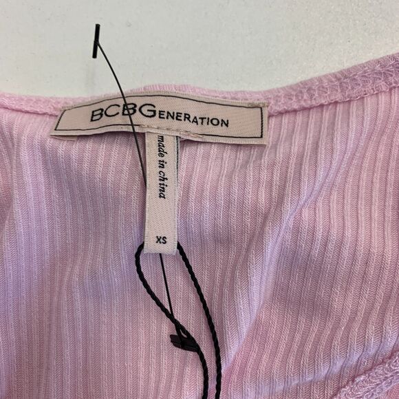 BCBGeneration Bodysuit Womens XS Extra Small Pink Cut Out Surplice Wrap Tie Knit - Picture 10 of 12